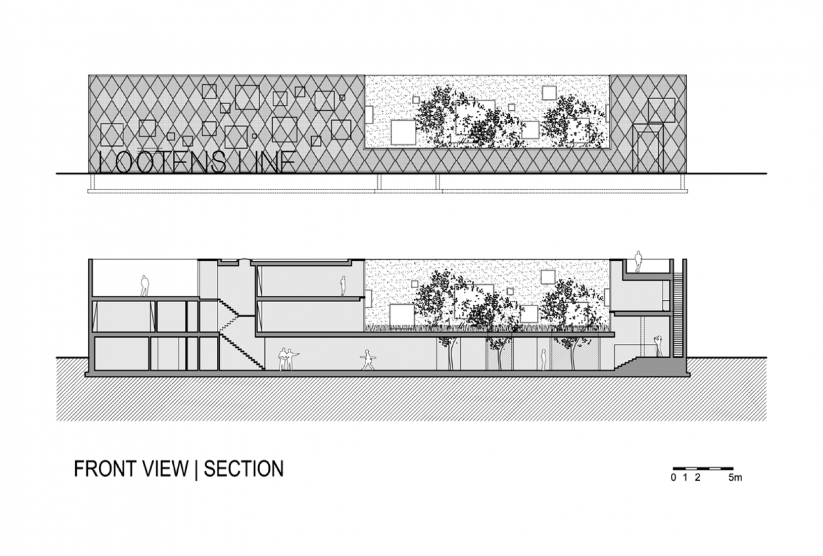 Longitudinal section. Office LL by Caan Architecten. 