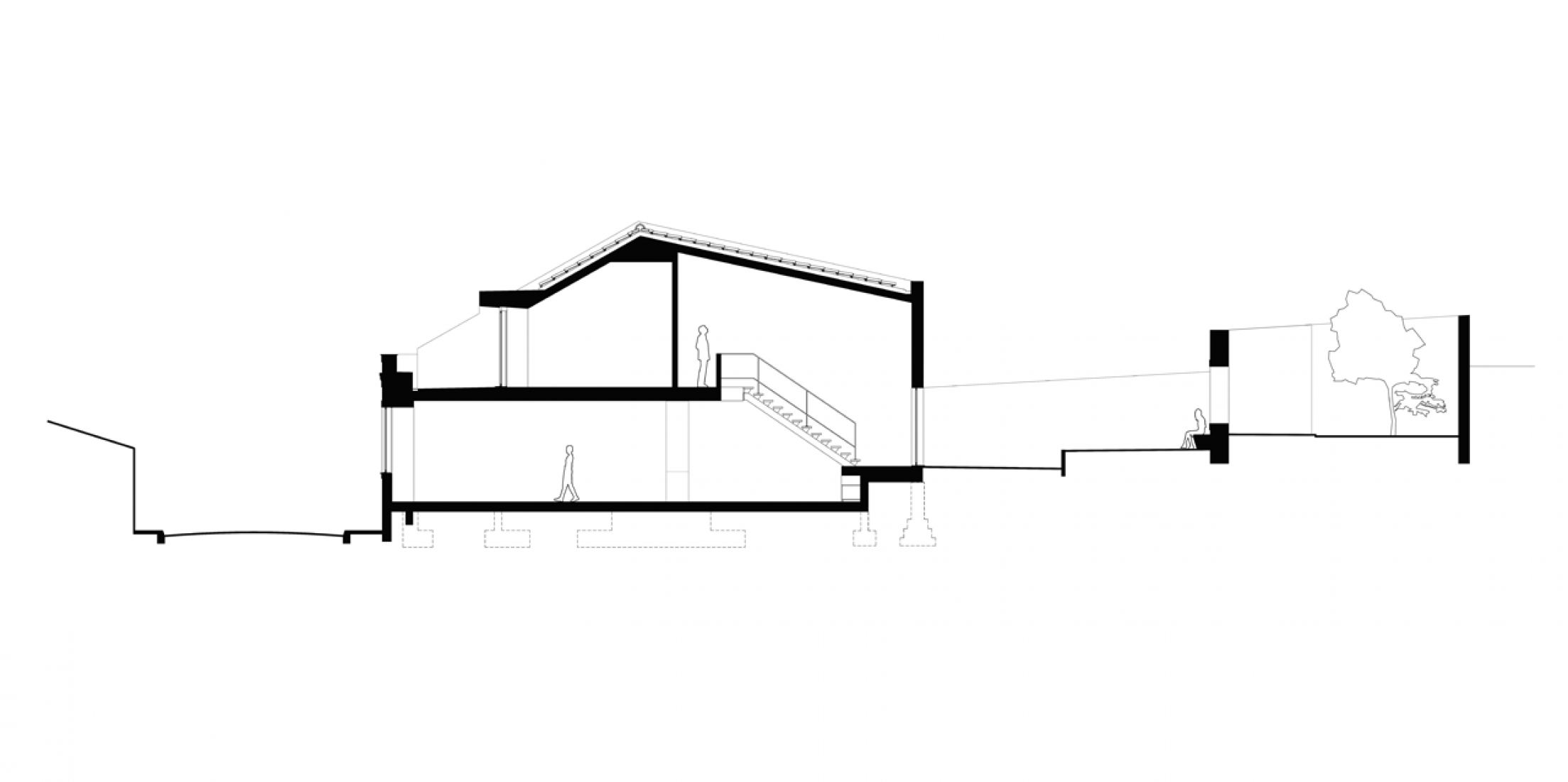 Longitudinal section. Terras 8 house by Colectivo CAIS.