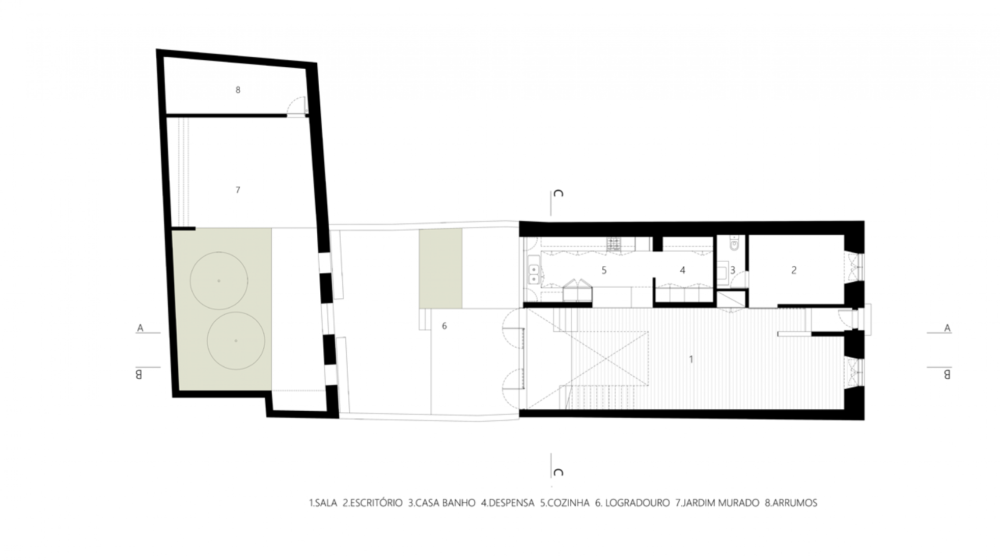 Lower floor plan. Terras 8 house by Colectivo CAIS.