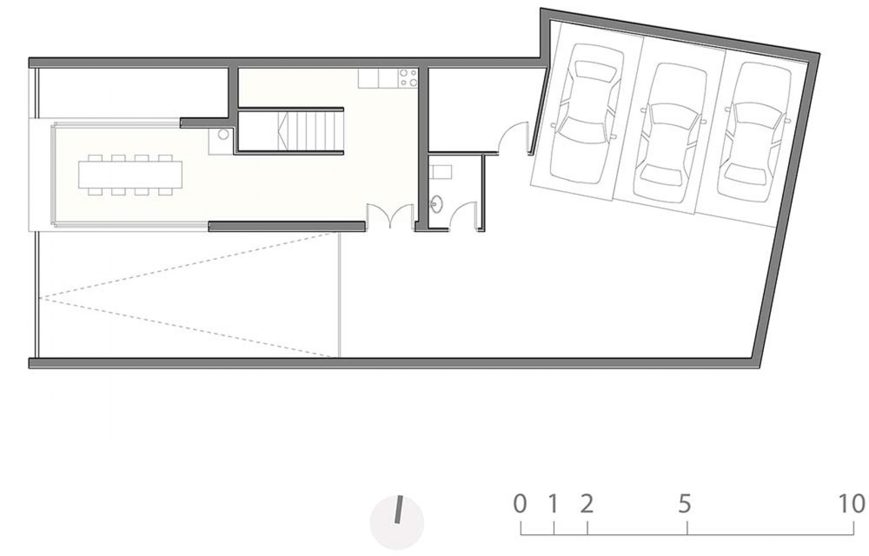 Basement floor plan. House R+ by OOIIO. 