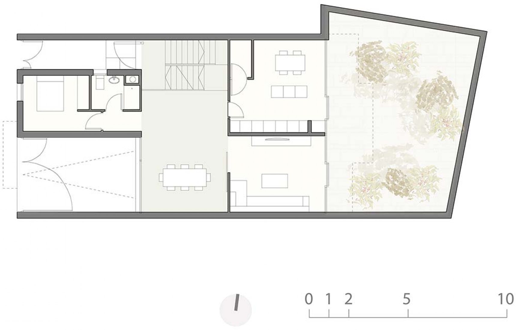 Entrance fllor plan. House R+ by OOIIO. 