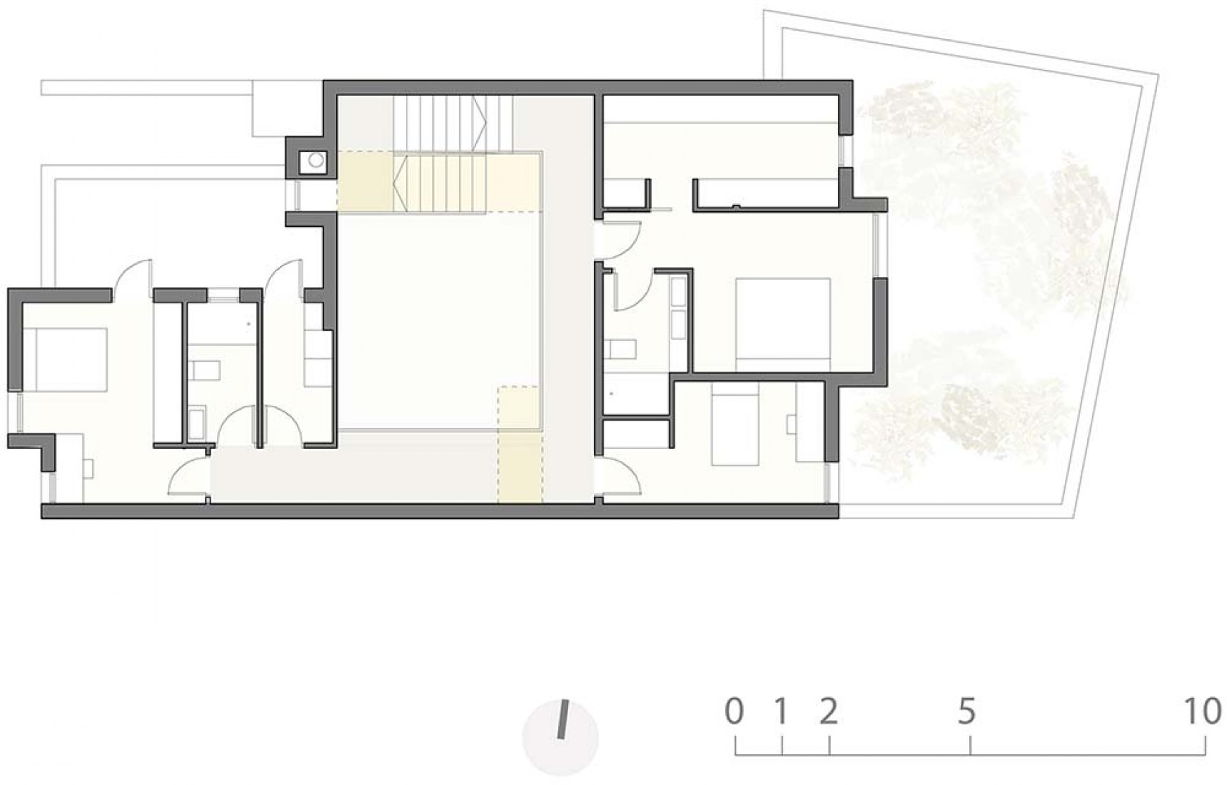 First floor plan. House R+ by OOIIO. 