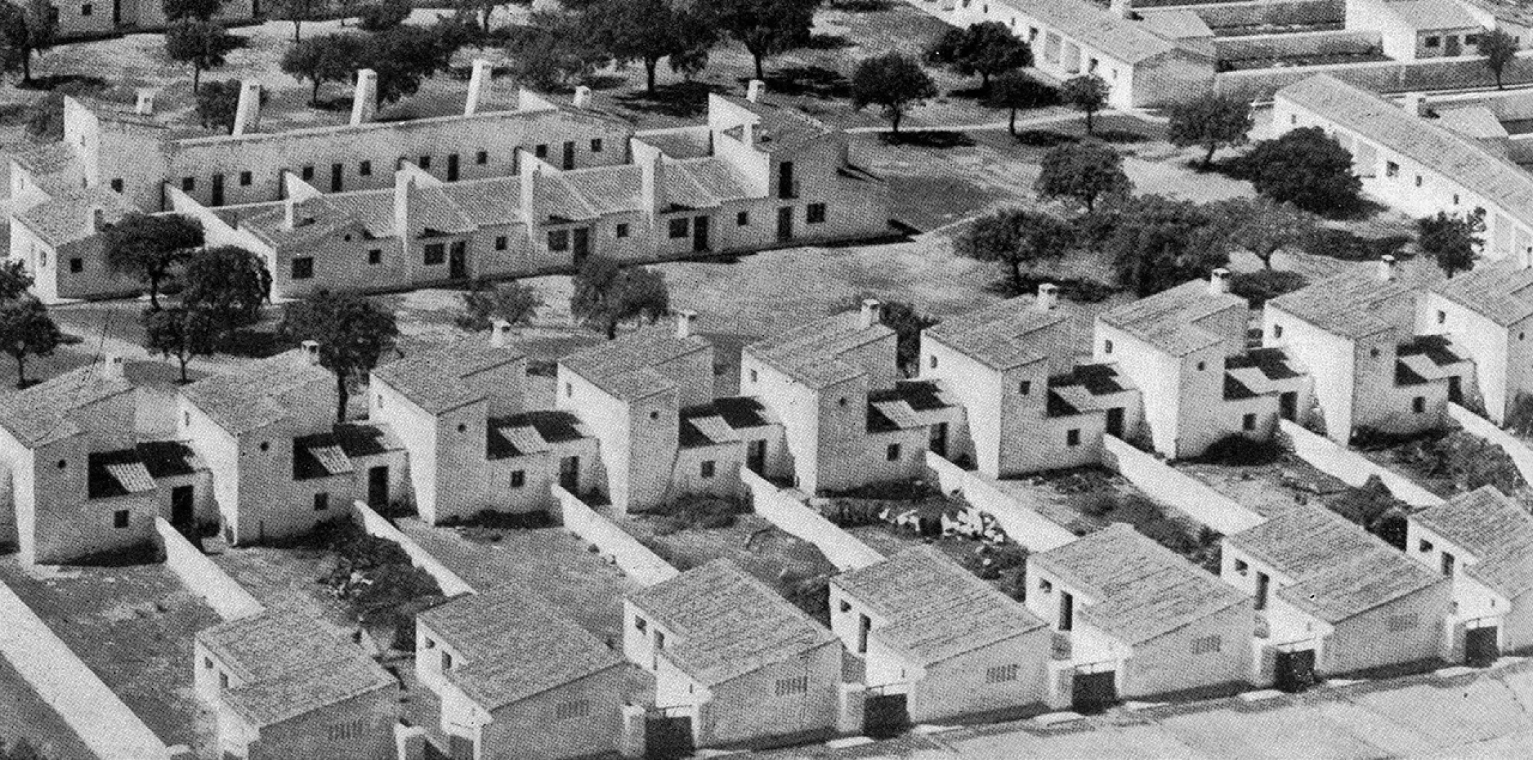 Vista aérea de Vegaviana; de J.L. Fernández del Amo Moreno (1958).