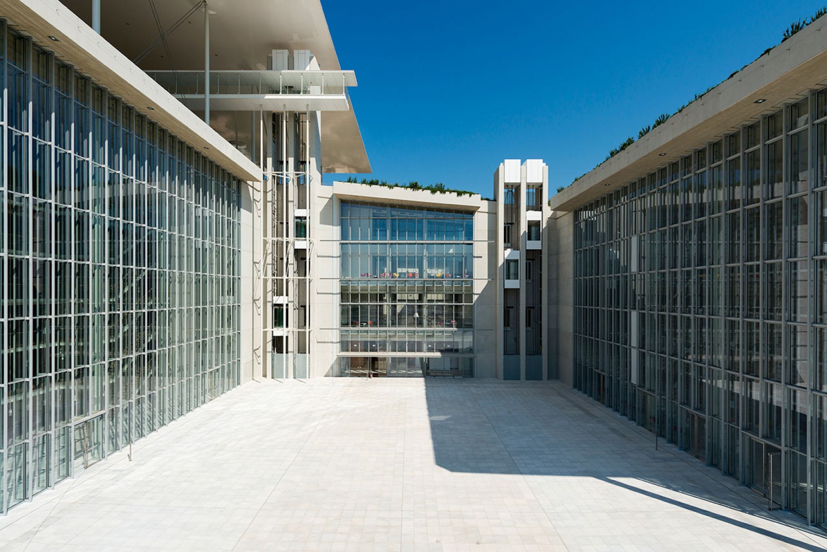 Northeast view. Stavros Niarchos Foundation Cultural Center by Renzo Piano. Photograph © Yiorgis Yerolym, courtesy of Renzo Piano and Stavros Niarchos Foundation.
