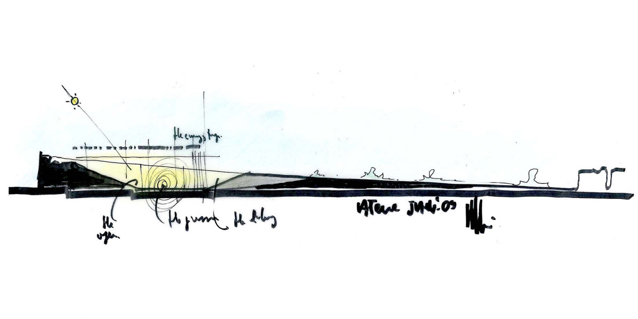 Sketch. Stavros Niarchos Foundation Cultural Center by Renzo Piano. 