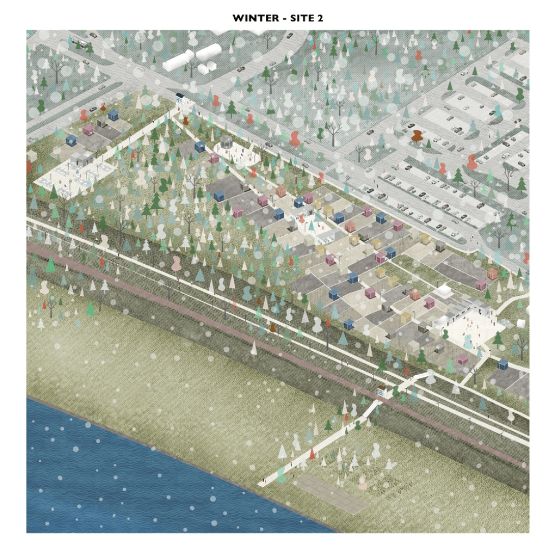 Runner-up. Europan 13. Hey! There is a river beyond by Oblò - officina di architettura with Filippo Pasini and Lorenzo Santosuosso. 