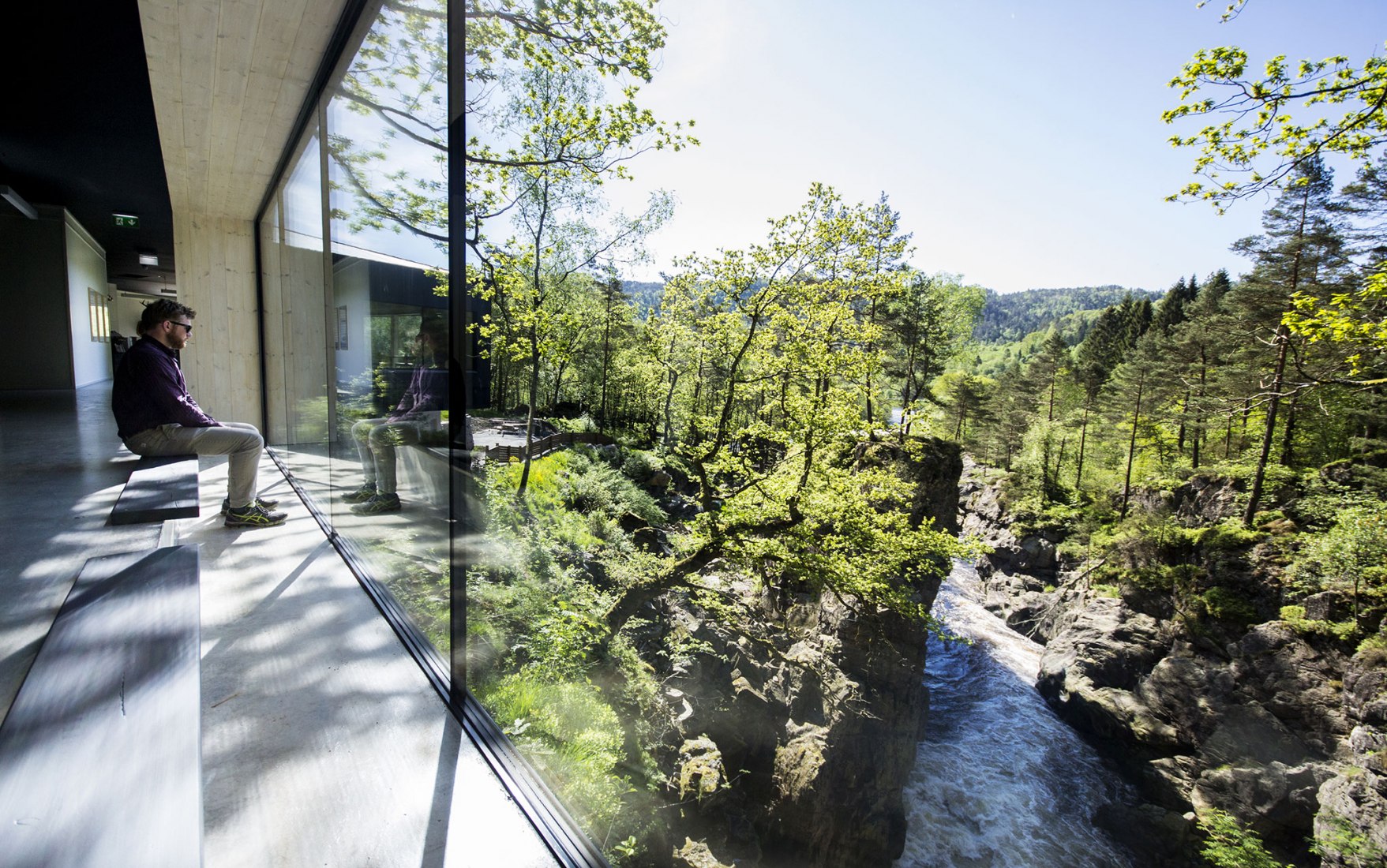 Indoors view. Salmon ladder at the Kvasfossen waterfall. Photograph © Tom Auger.