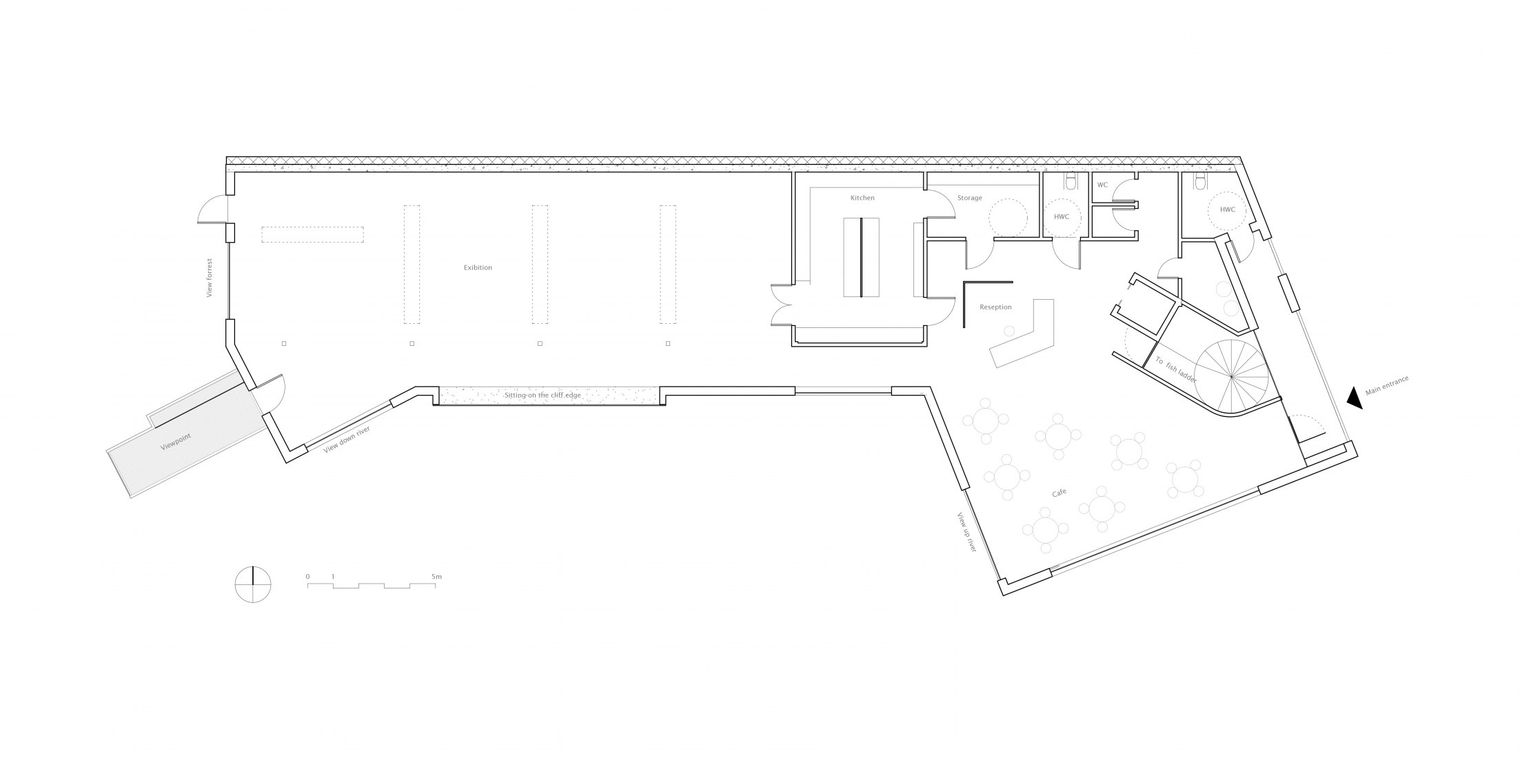 Plan. Salmon ladder at the Kvasfossen waterfall, by Rever & Drage Architects. Image courtesy of Rever & Drage Architects. 