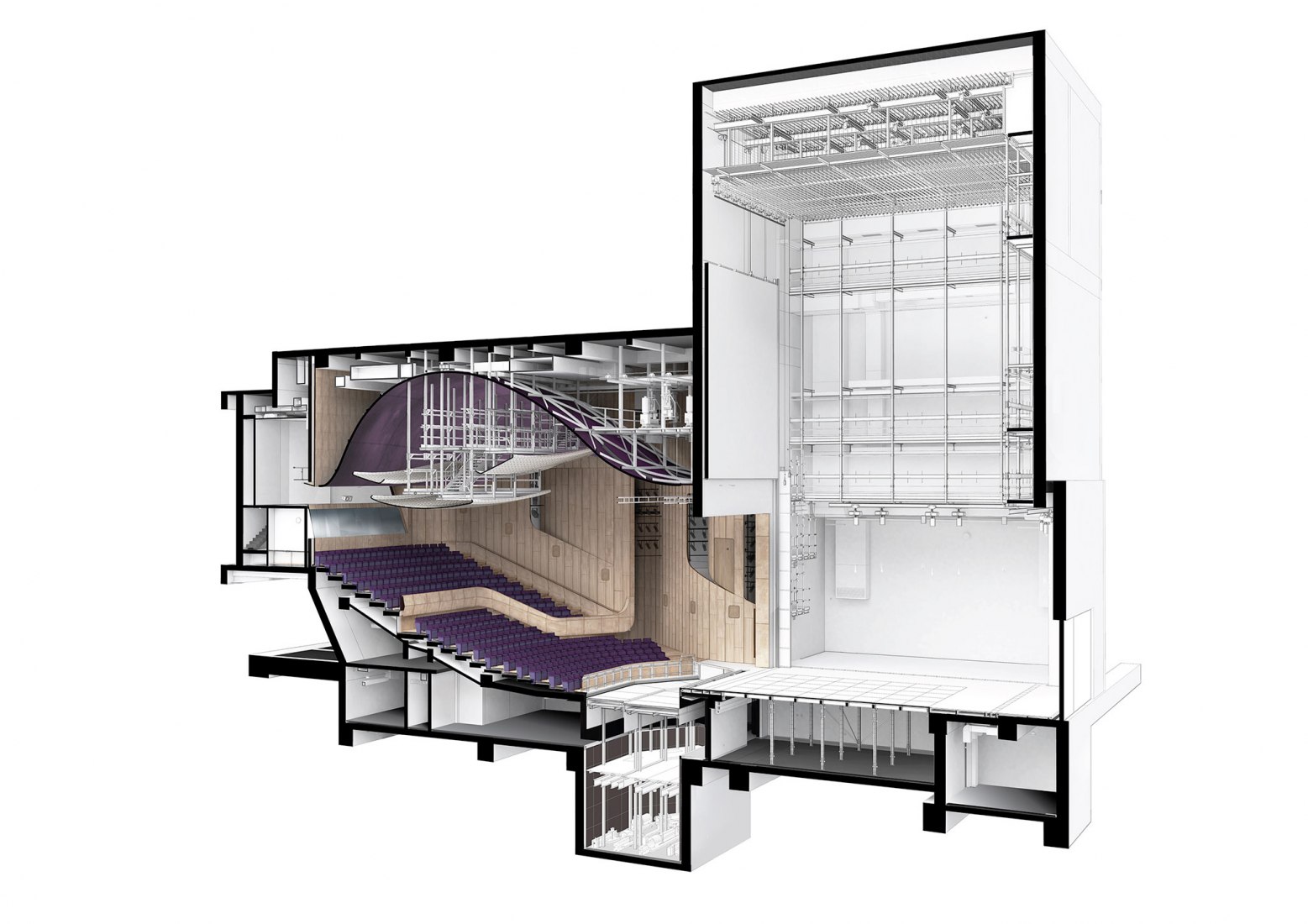 Medium Theatre Section. Lyric Theatre Complex by UNStudio. Image by DBOX / UNStudio