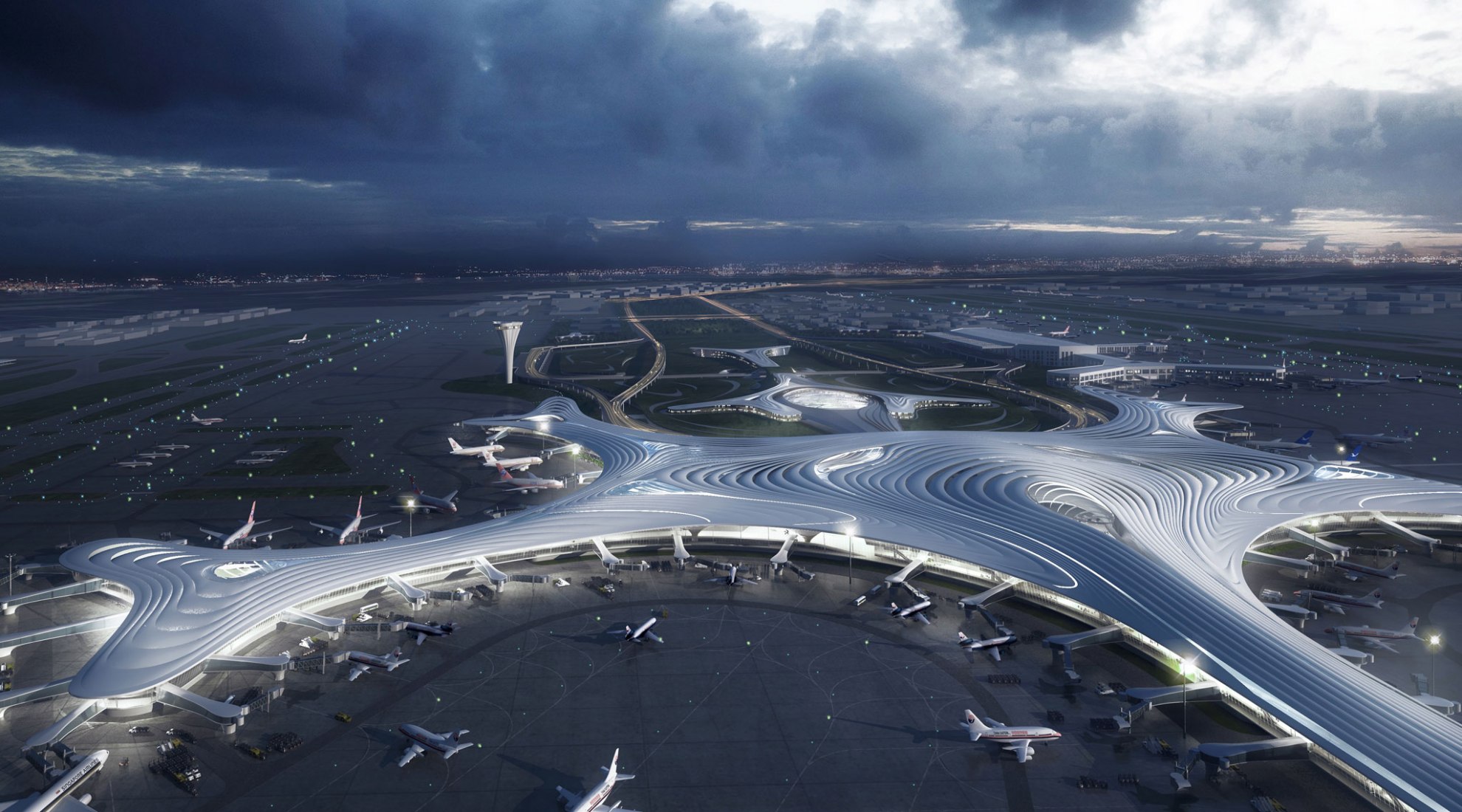 Visualización. Terminal 3 del aeropuerto de Harbin por MAD Architects