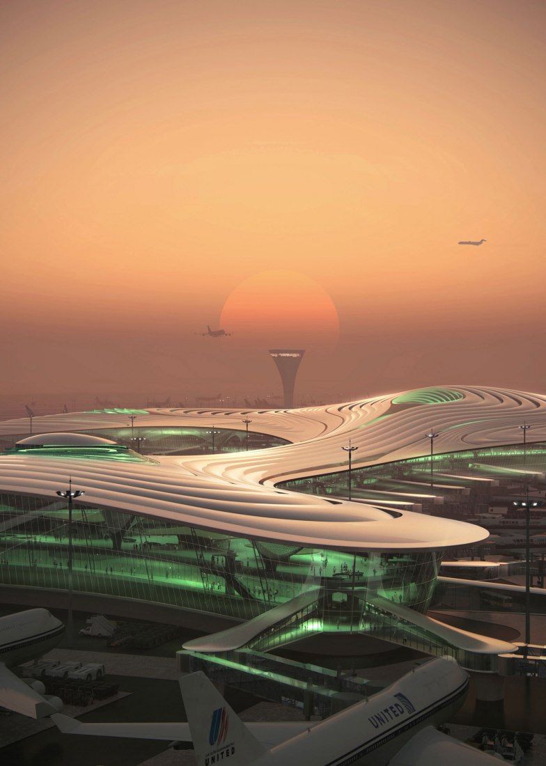 Visualización. Terminal 3 del aeropuerto de Harbin por MAD Architects