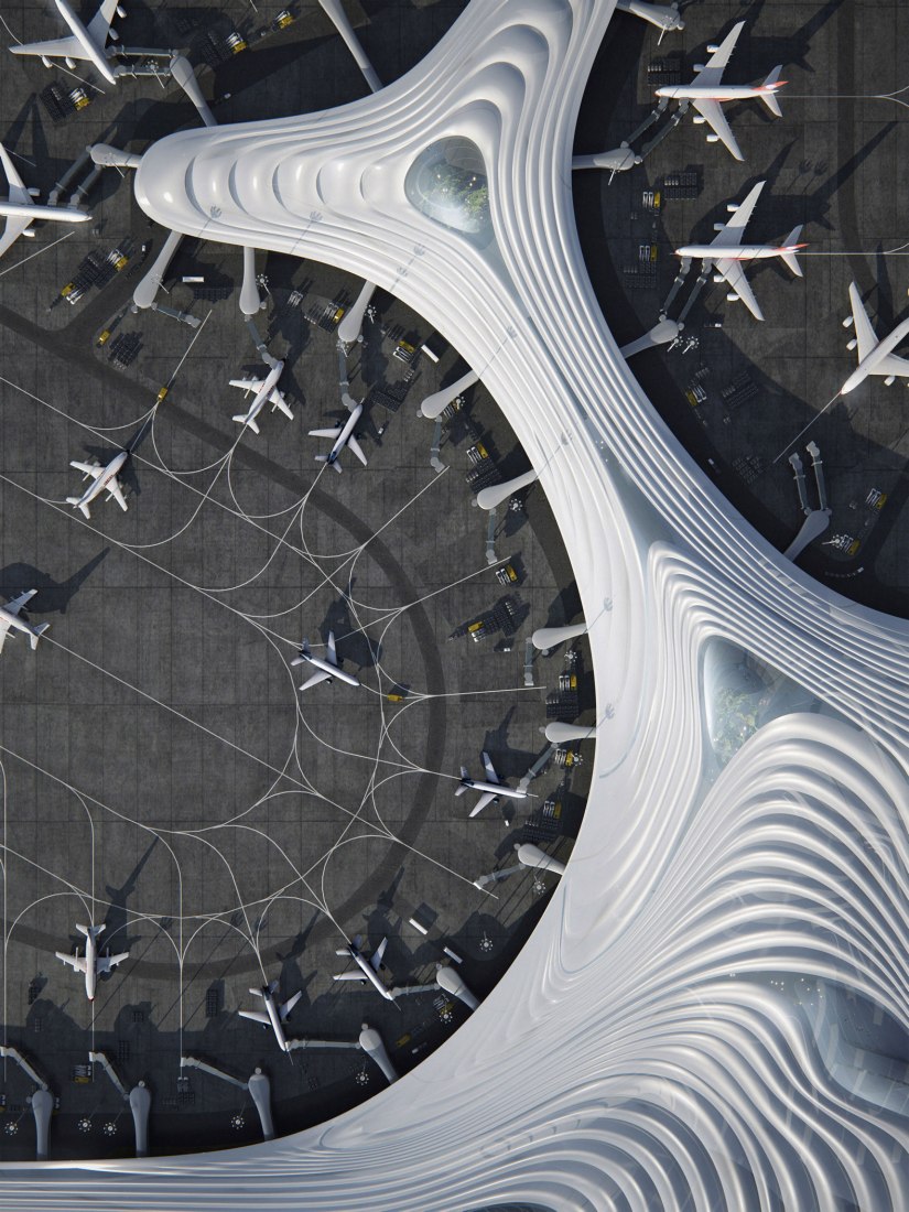 Visualización. Terminal 3 del aeropuerto de Harbin por MAD Architects