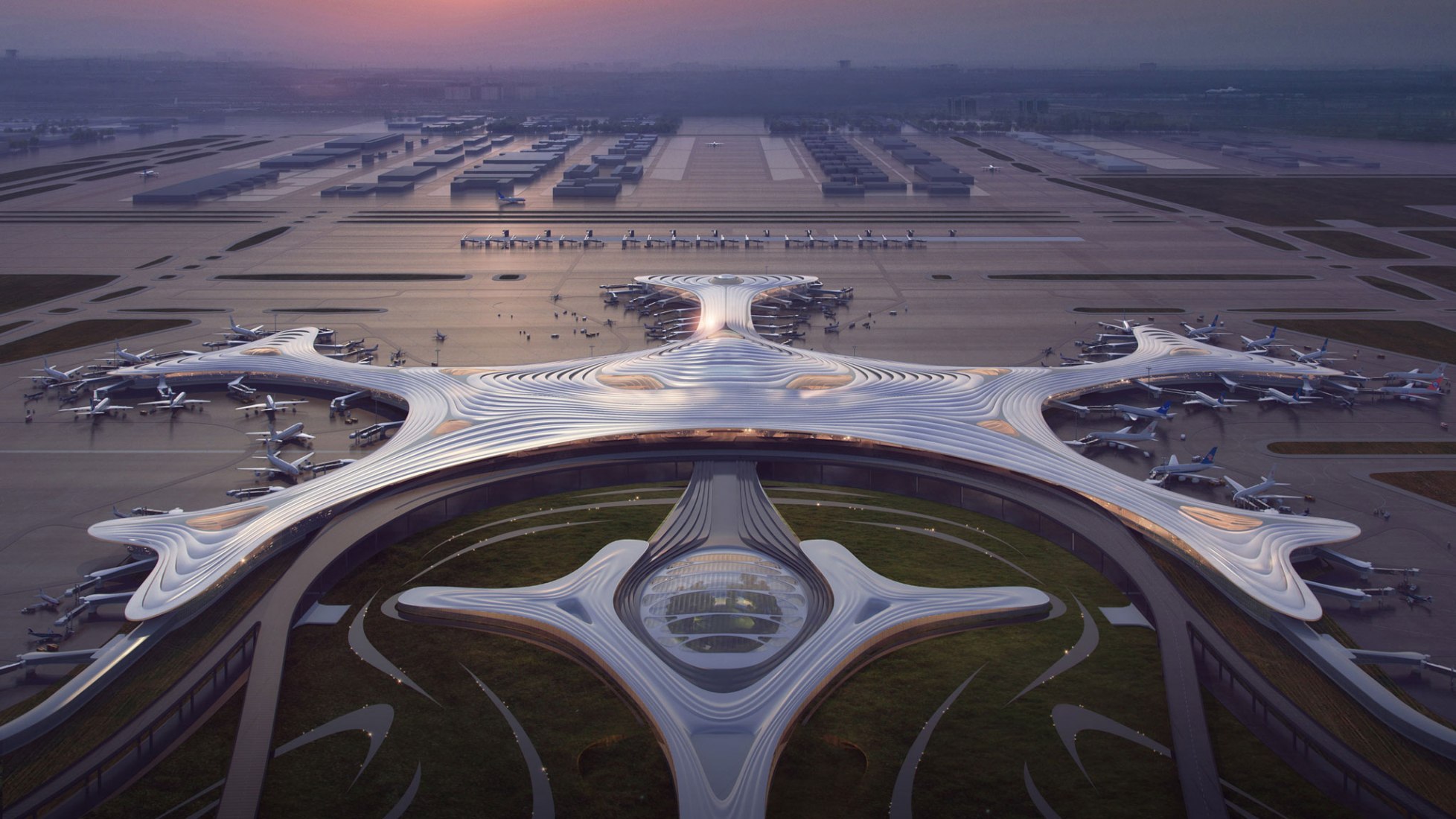 Visualización. Terminal 3 del aeropuerto de Harbin por MAD Architects