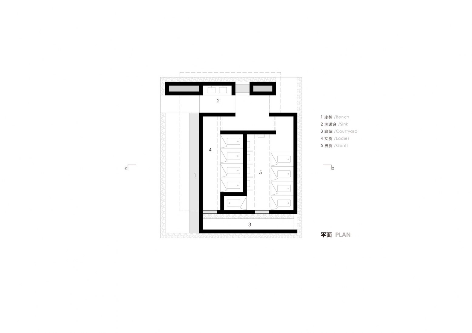 Toilet plan. Jiangshan Fishing Village by Mix Architecture.