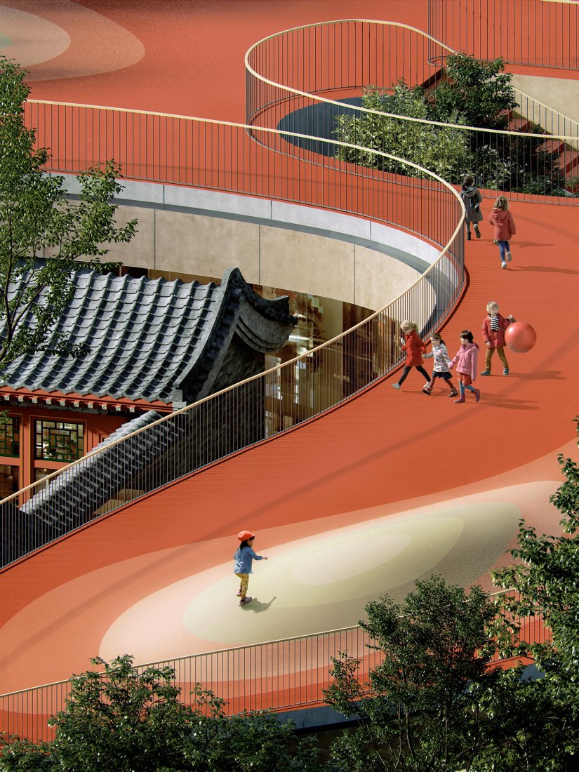 Rendering. Courtyard Kindergarten by MAD Architects