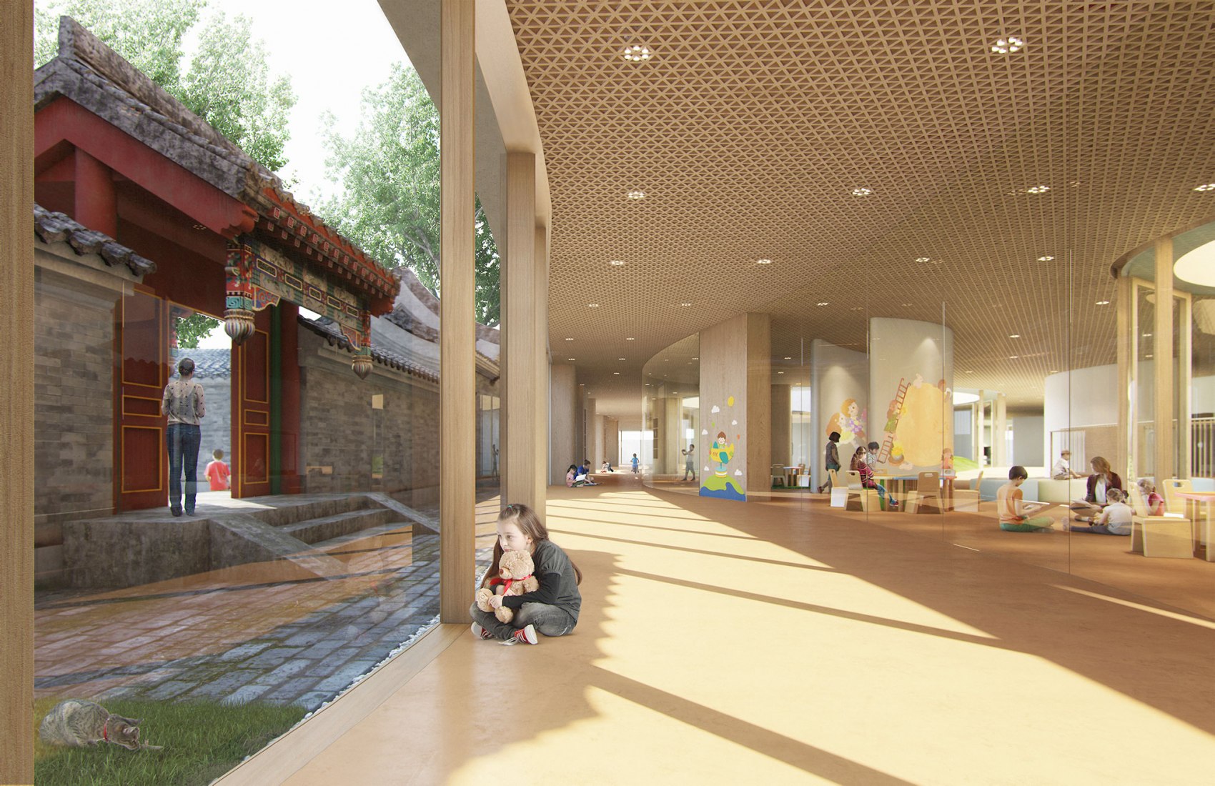Rendering. Courtyard Kindergarten by MAD Architects