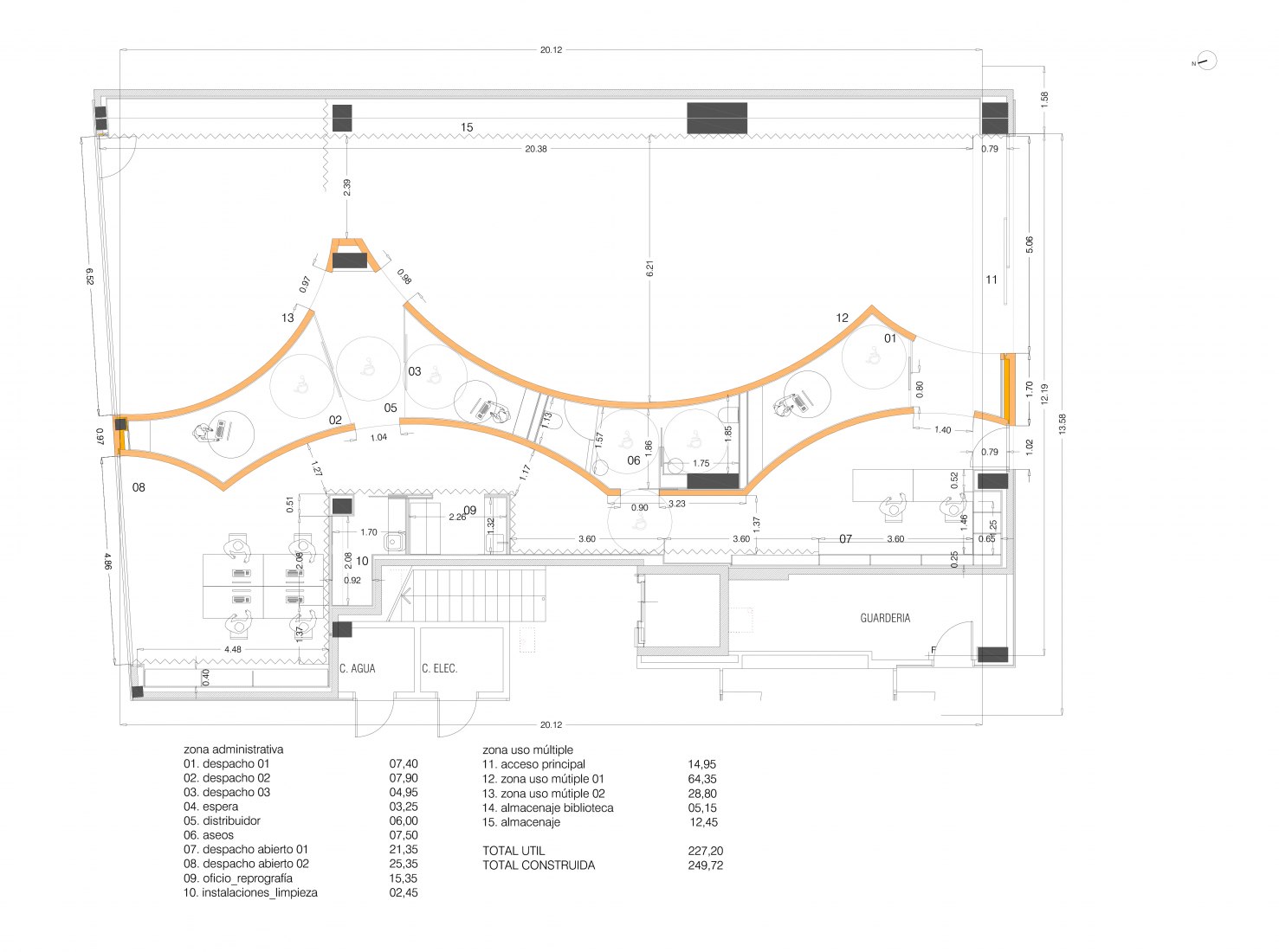Plano de planta. Nueva sede del COAVN por 13_07 arquitectos.