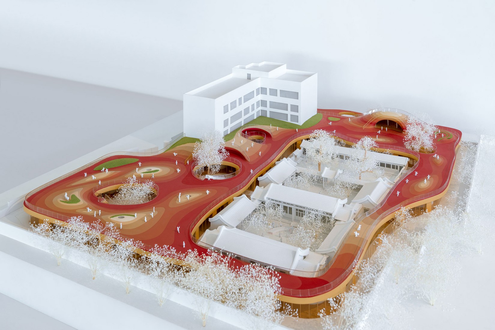 Model, roof level view. Courtyard Kindergarten by MAD Architects