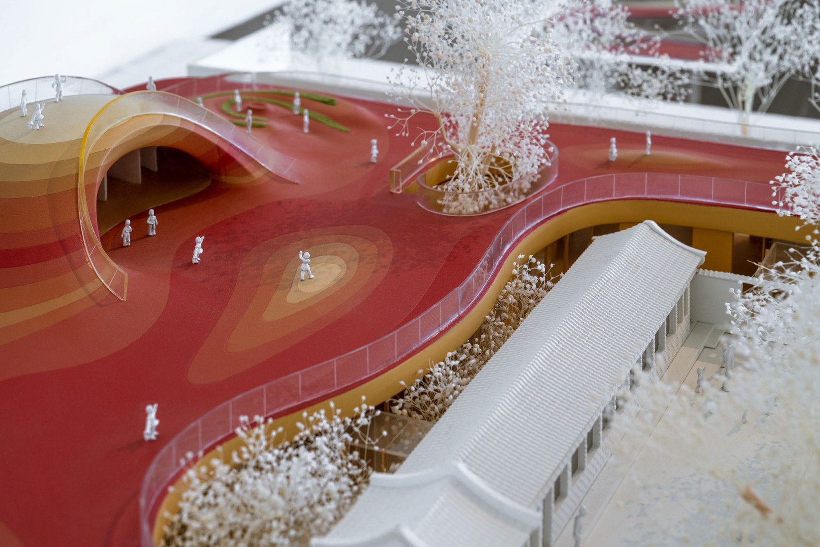 Detail. Model, roof level view. Courtyard Kindergarten by MAD Architects