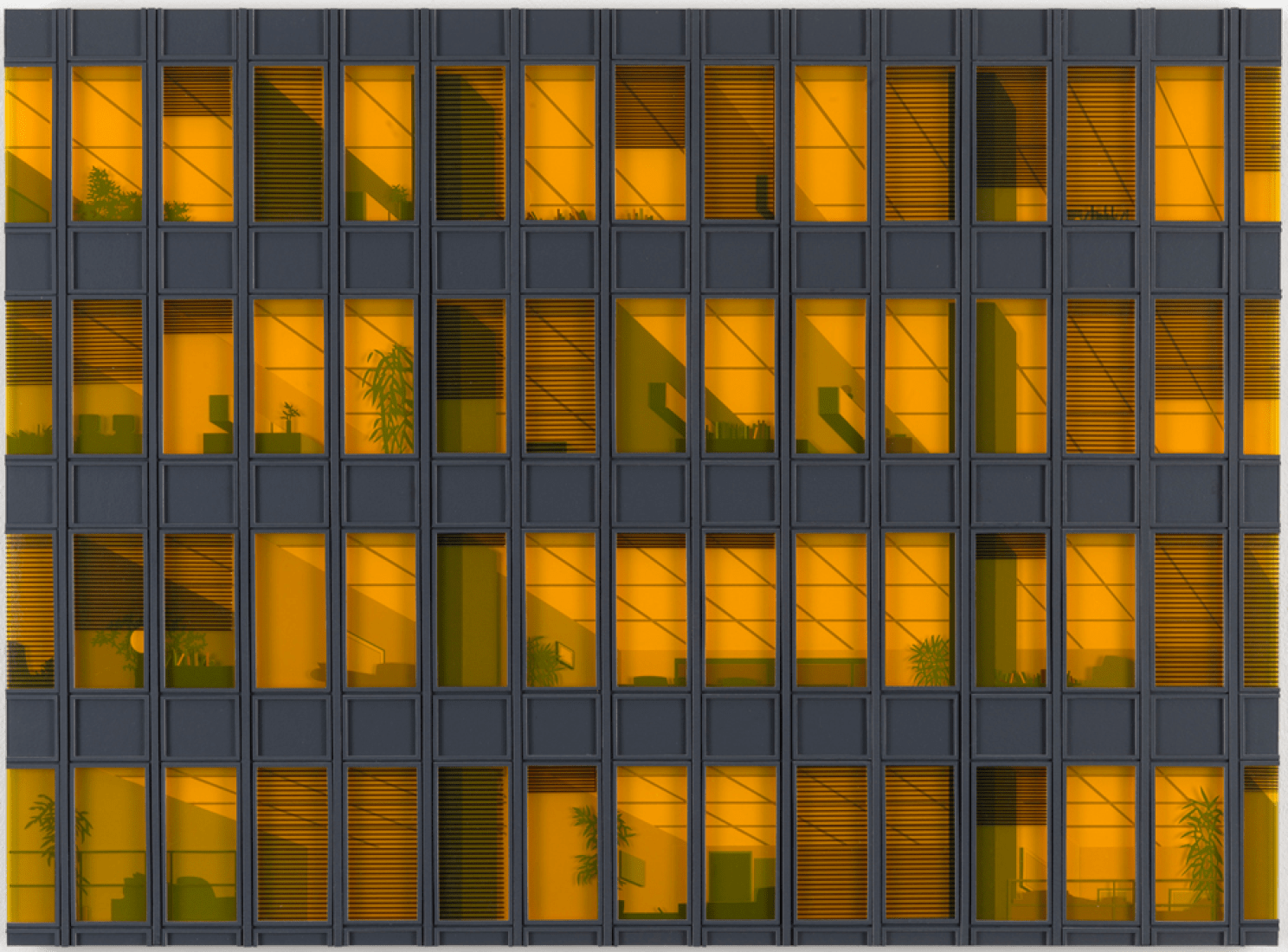 Seagram Building, 2012, by Lucy Williams. Size.- 20 1/4 x 27 1/2 in., Mixed media.