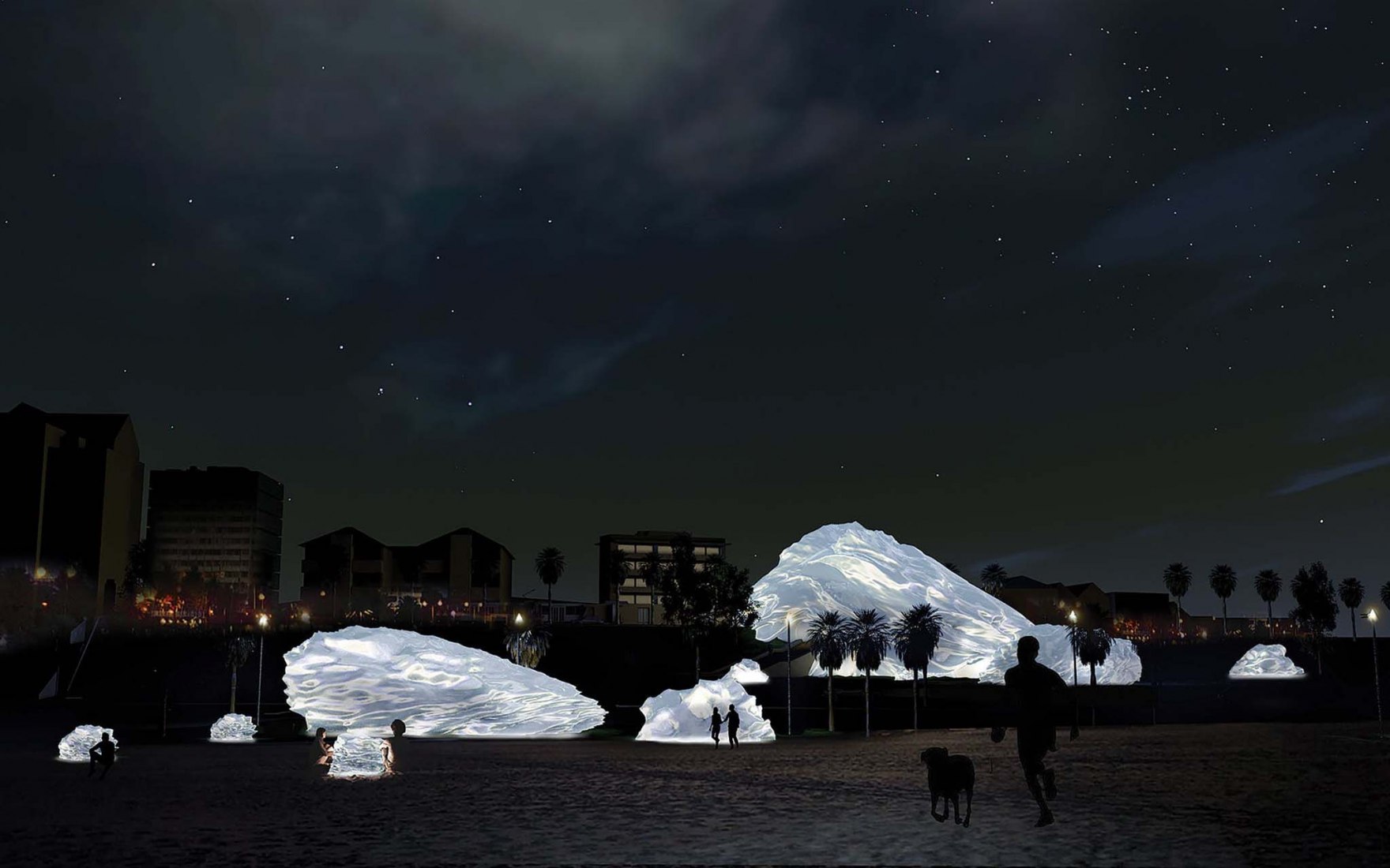 “​Glass Boulders”, A submission to the Land Art Generator Initiative (LAGI) 2018 Competition for Melbourne. TEAM: Luis Guzmán, Cody Anderson, Natalia Bezerra, Andrew Ioannou, Jiao Di, Rebecca Sutton, Mungki Dewi, Audrey Yeo TEAM LOCATION: Edinburgh, UK ENERGY TECHNOLOGIES: luminescent solar concentrators ANNUAL CAPACITY: 690 MWh