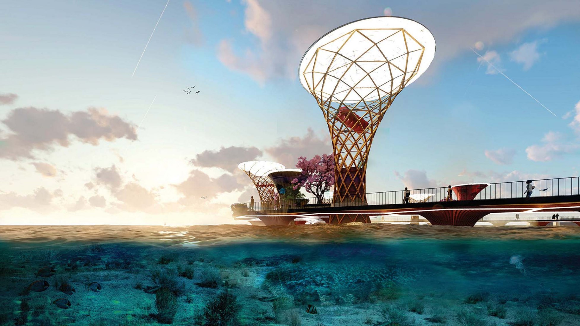 “The Canopy”, A submission to the Land Art Generator Initiative (LAGI) 2018 Competition for Melbourne. TEAM: Kieran Kartun, Sonni Jeong, Matthew Wang. TEAM LOCATION: Allawah, NSW, Australia. ENERGY TECHNOLOGIES: horizontal axis wind turbine, kinetic energy harvesting, concentrator photovoltaic...