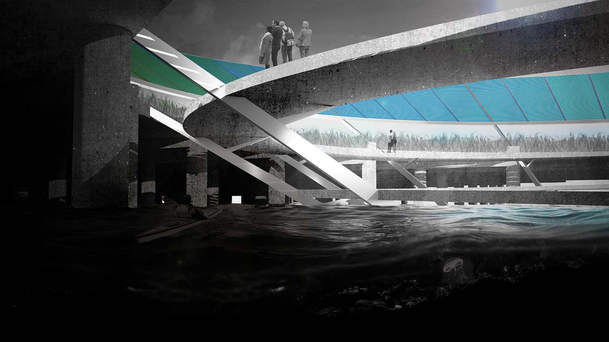 “Sentinel: Marking Energetic Flows Through Time”, A submission to the Land Art Generator Initiative (LAGI) 2018 Competition for Melbourne. TEAM: Anna McCuan, Jamieson Pye. TEAM LOCATION: Atlanta, GA, USA. ENERGY TECHNOLOGIES: dye-sensitized solar cells (DSSC. ANNUAL CAPACITY: 2,500 MWh