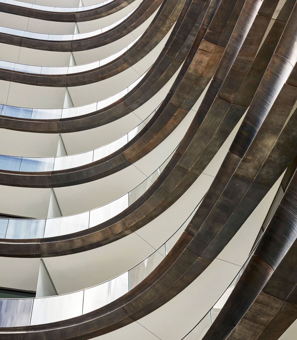 Façade detail. Zaha Hadid Architects' 520 West 28th building. Photograph by Hufton+Crow, Scott Francis 