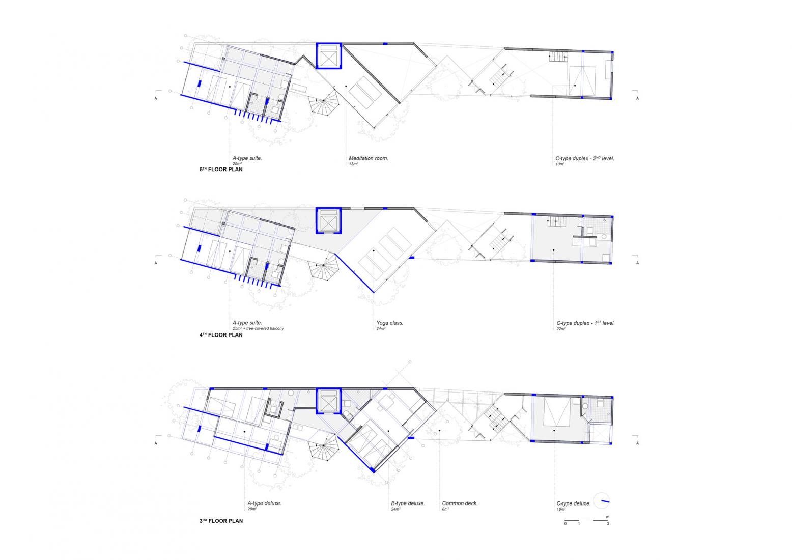 3rd to 5th floor plan. Sep’on Heartfulness Centre by 324PRAXIS.