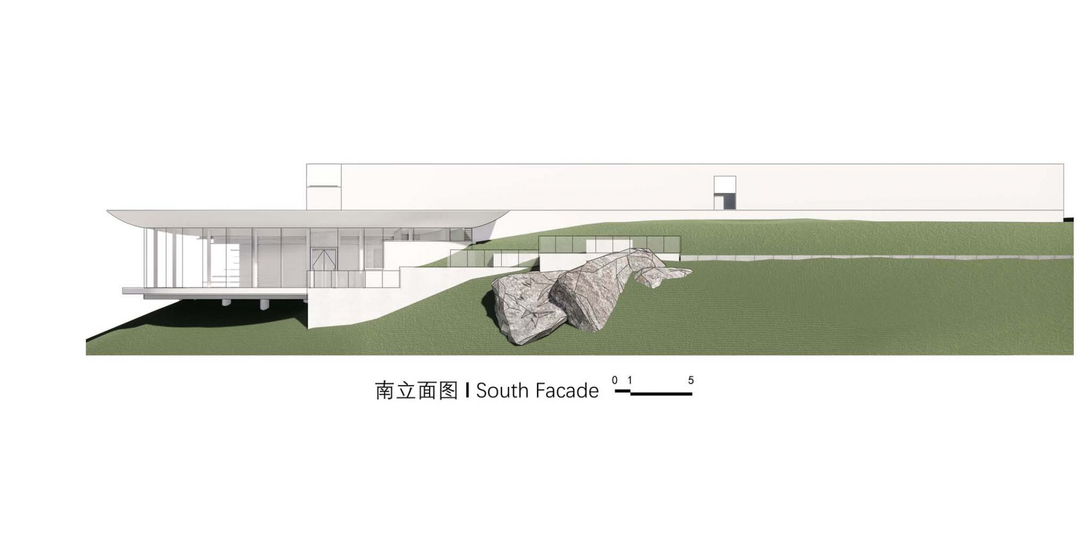 Elevation. The Water Drop Library by  3andwich Design / He Wei Studio. 