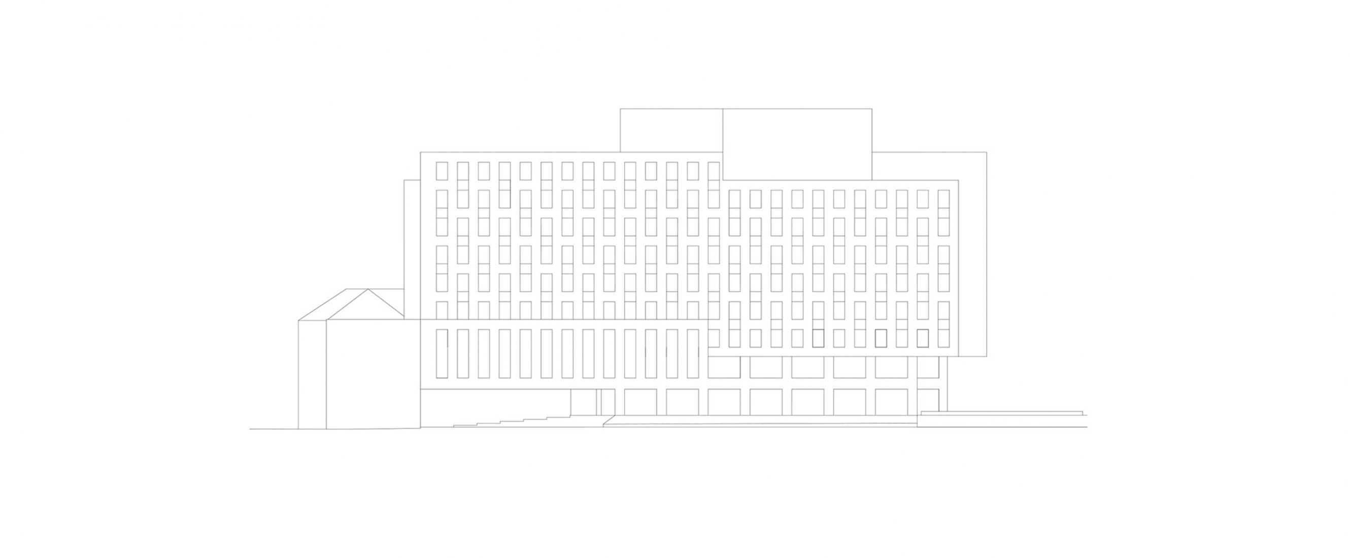 Elevation. Corvin Technology Park by 3h architects.