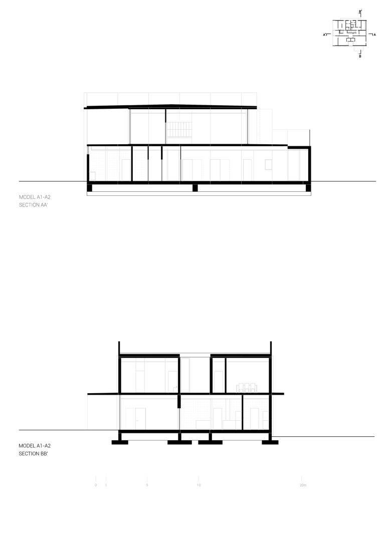 Model A1-A2. Sections. 4 Modular Kindergartens by SUMMARY.