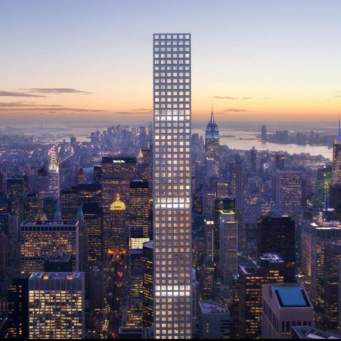 Visualización del rascacielos 432 Park Avenue diseñado por Rafael Viñoly. Imagen cortesía de RVAPC.