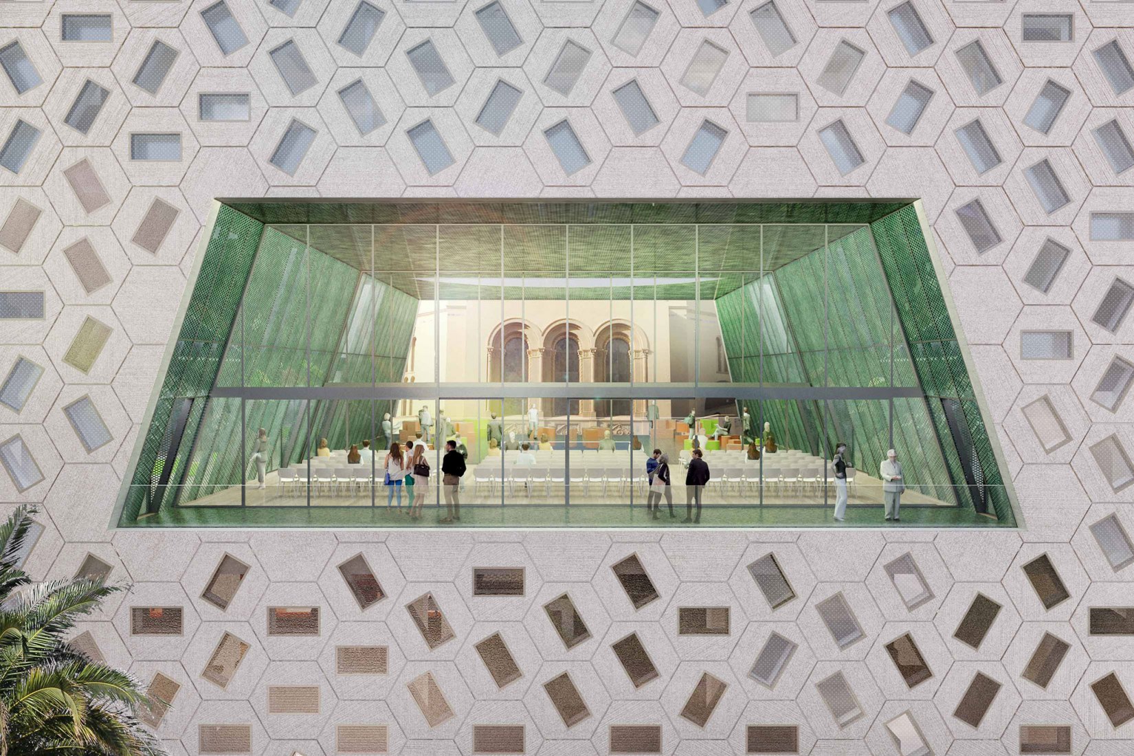 Diseño de pabellón para el templo de Wilshire Boulevard por OMA. Imagen cortesía de OMA New York