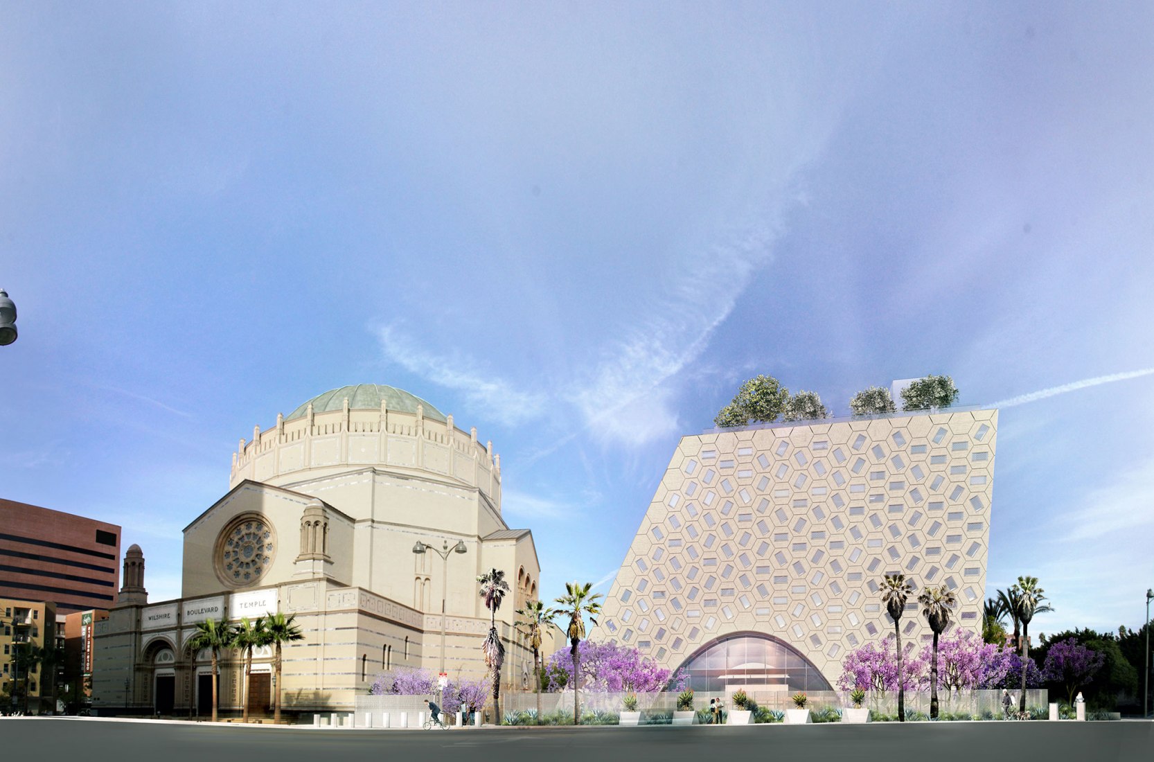 Diseño de pabellón para el templo de Wilshire Boulevard por OMA. Imagen cortesía de OMA New York