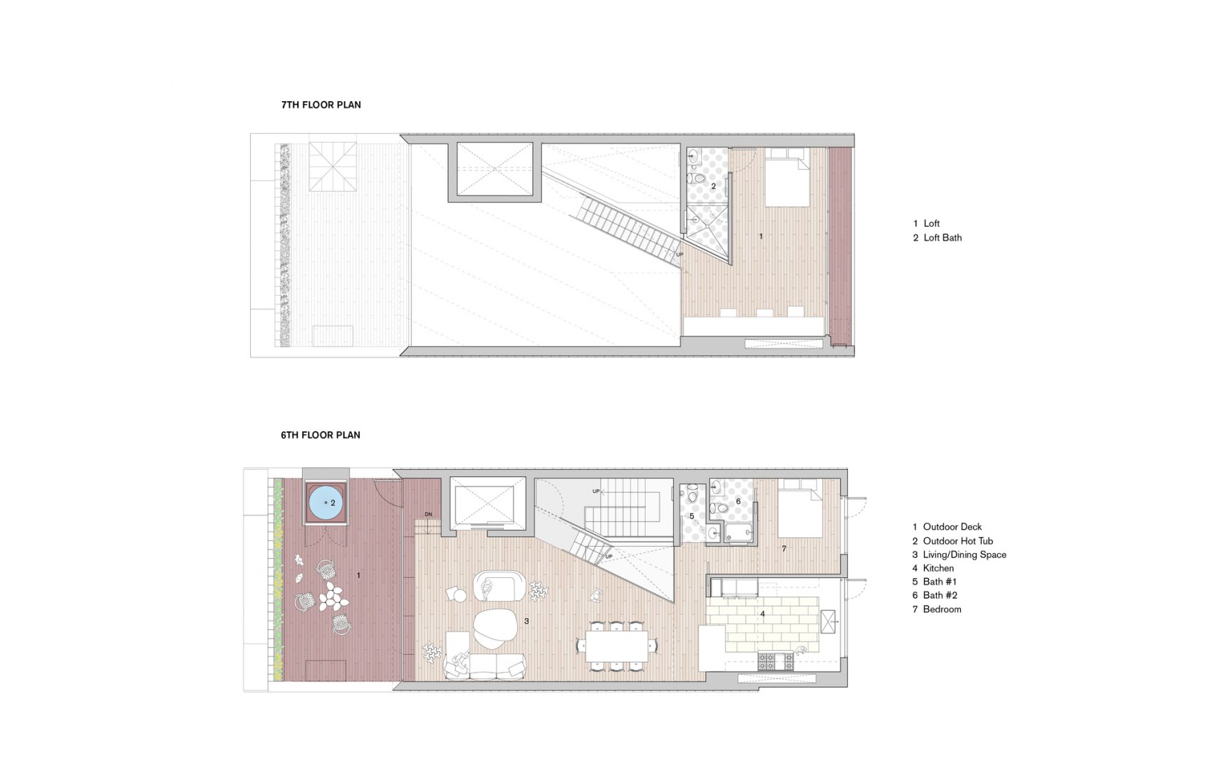 7th and 6th floor plans. Obsidian House: 93 Reade Street by WORKac. 