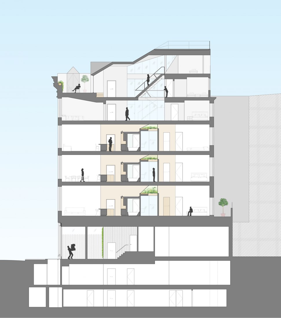 General section. Obsidian House: 93 Reade Street by WORKac. 