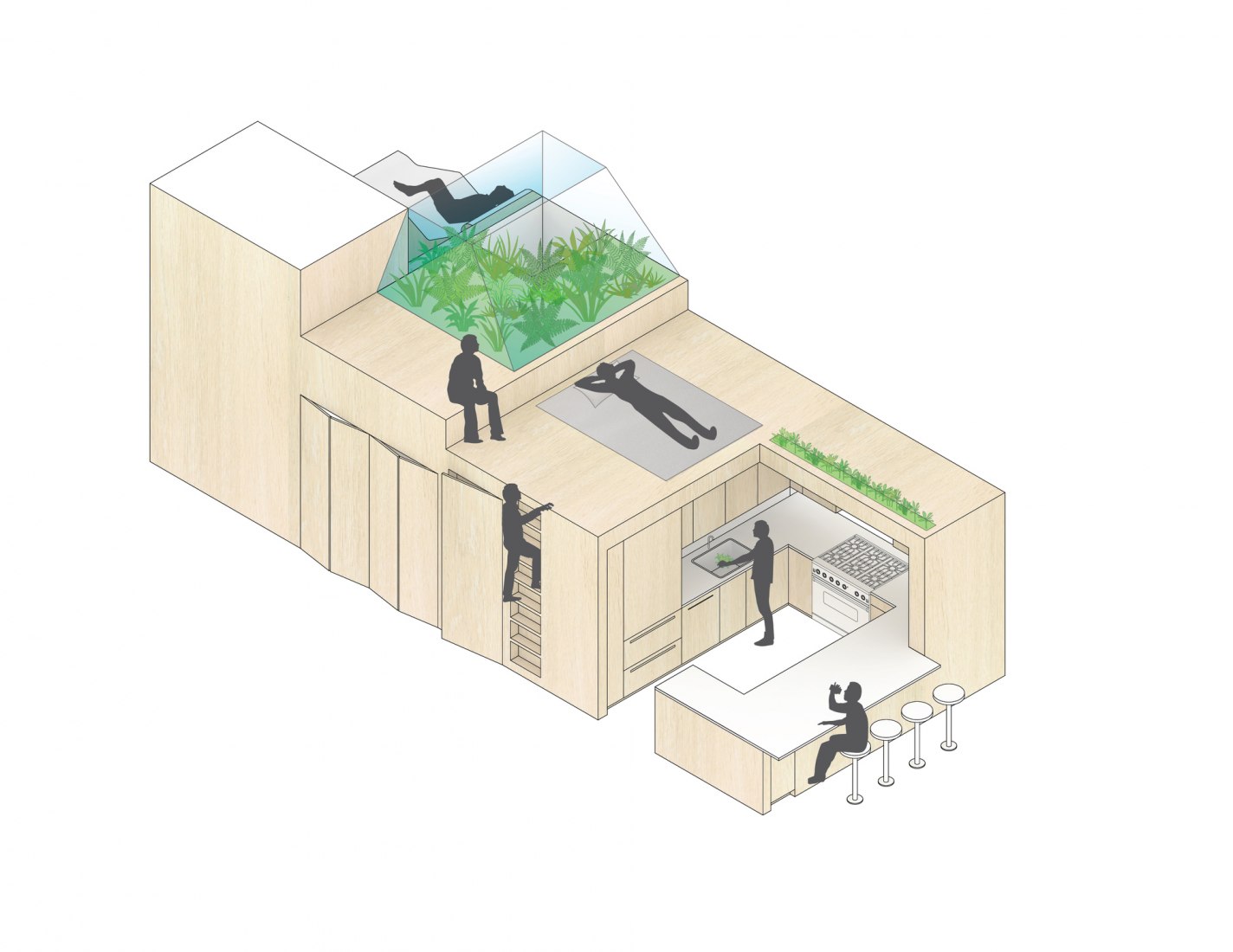 Simplex axo. Obsidian House: 93 Reade Street by WORKac. 