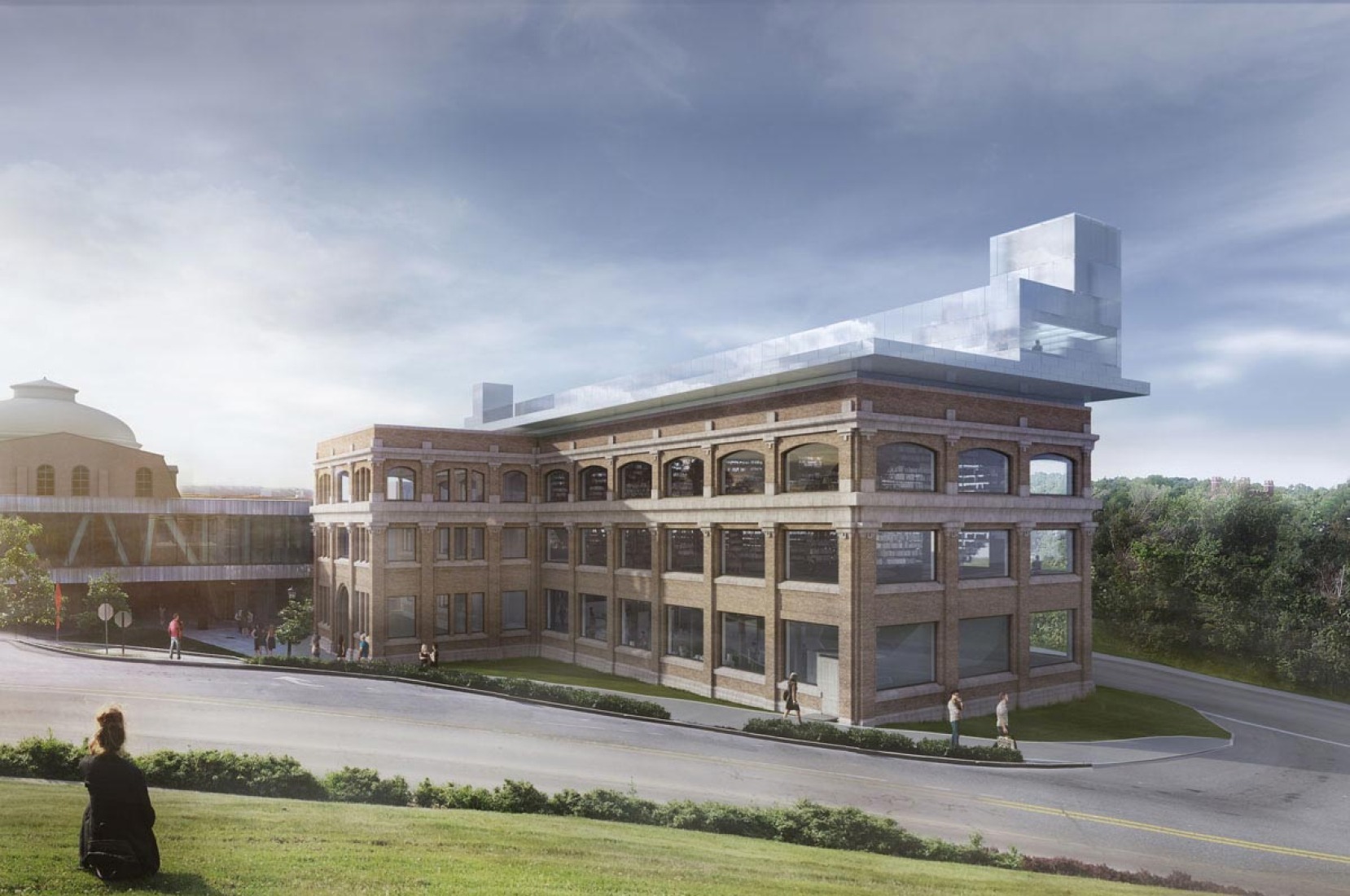 Exterior de la Nueva Biblioteca de Bellas Artes en Cornell. Imagen vía Wolfgang Tschapeller ZT.