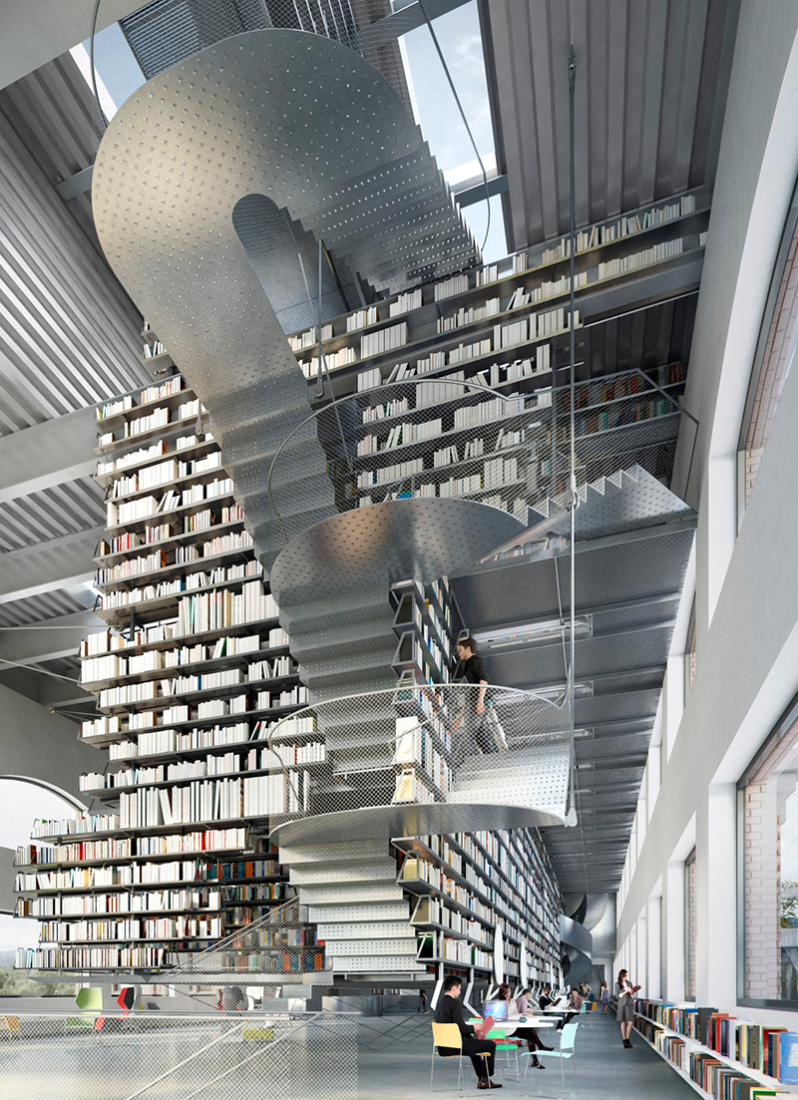 Interior de la Nueva Biblioteca de Bellas Artes en Cornell. Imagen vía Wolfgang Tschapeller ZT.