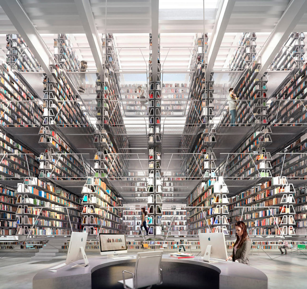 Interior de la Nueva Biblioteca de Bellas Artes en Cornell. Imagen vía Wolfgang Tschapeller ZT.