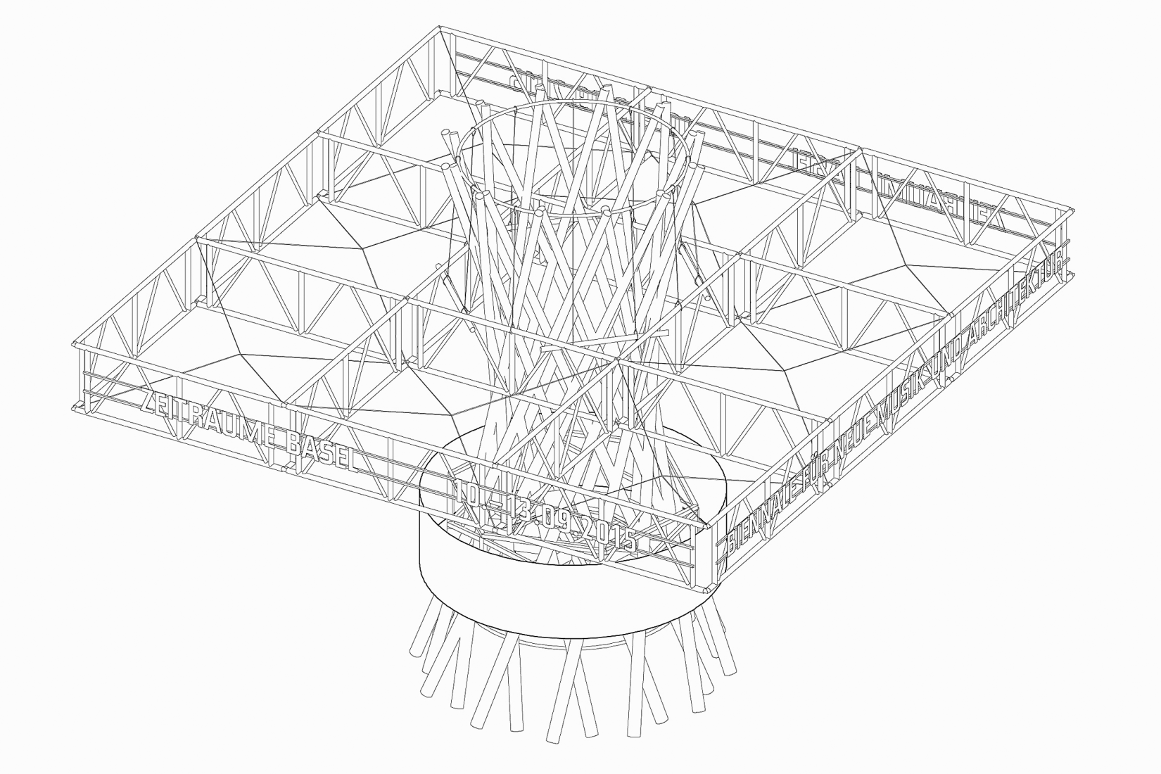 Isometric view. ZeitRäume Pavilion by HHF Architects. 