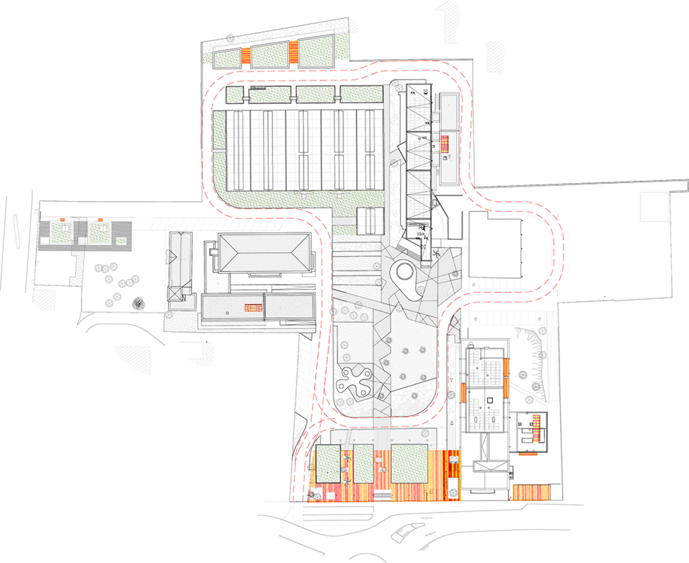 Plano general de la Ampliación del Instituto Agrícola Honoré de Balzac, por NBJ Architectes.