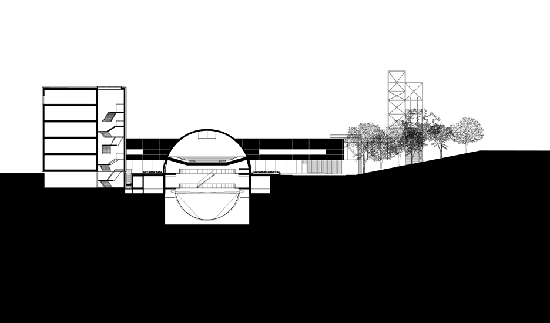 Sección transversal. Museumplein Limburg por Shift architecture urbanism.