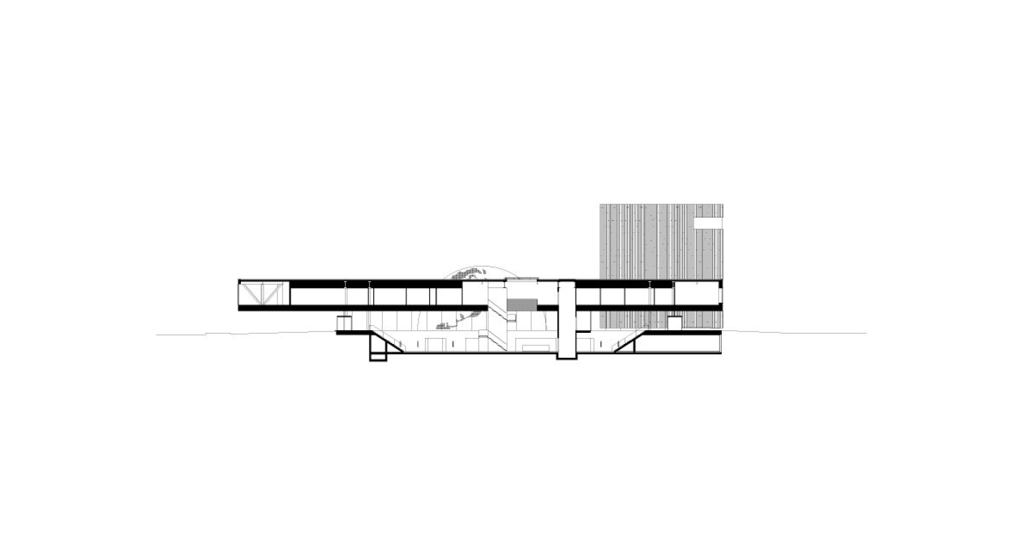 Sección longitudinal. Museumplein Limburg por Shift architecture urbanism.
