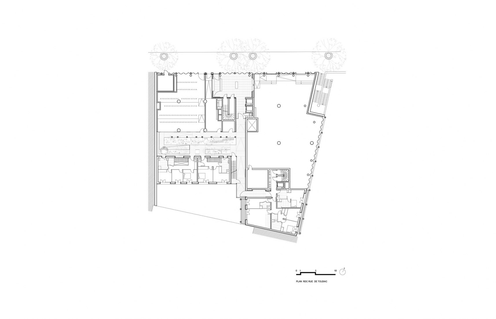 Ground floor plan (Tolbiac street). Etoffes de Tolbiac by Vincent Parreira-AAVP.