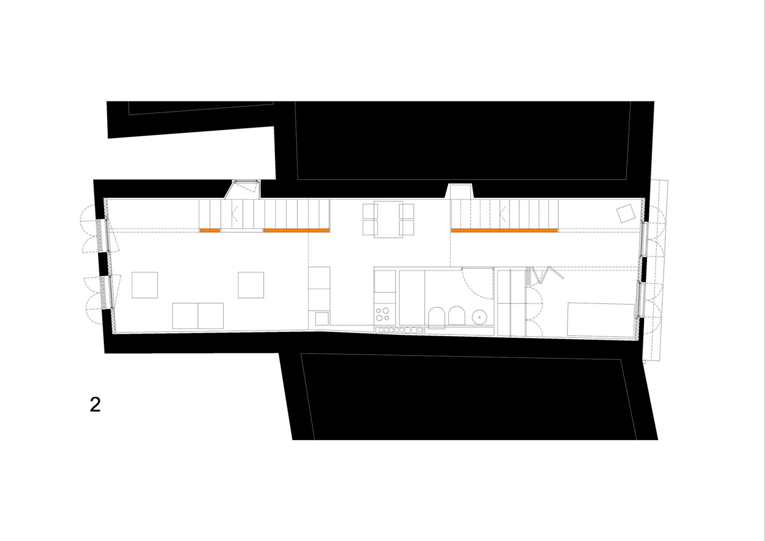 Segunda planta. Rehabilitación de inmueble para dos viviendas de promoción pública por abalo alonso arquitectos.