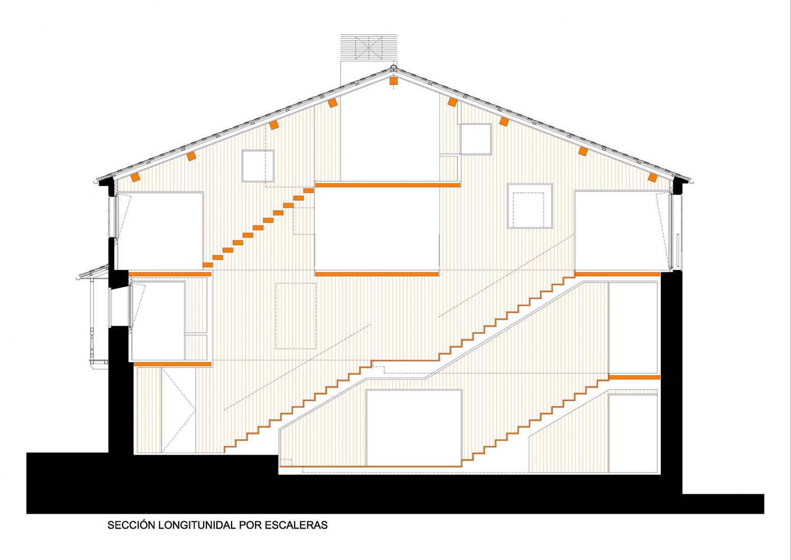 Sección. Rehabilitación de inmueble para dos viviendas de promoción pública por abalo alonso arquitectos.