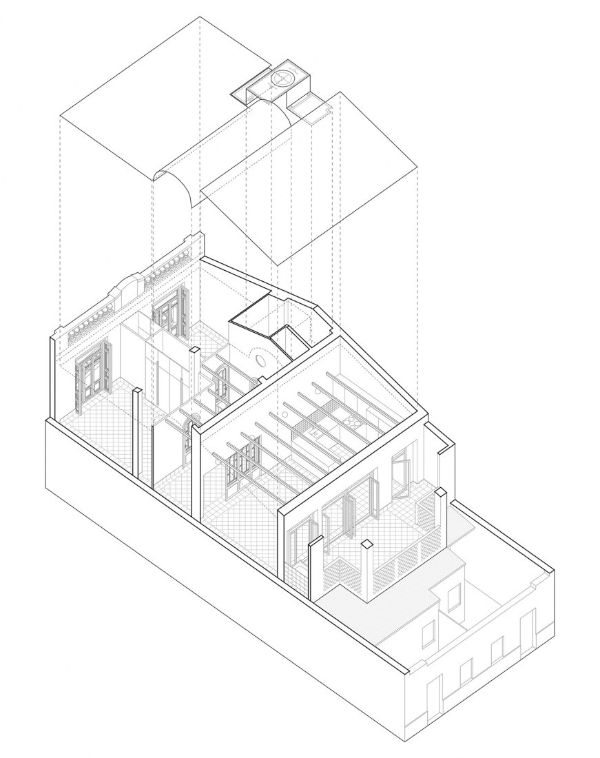 Axonometría. Casa Lurbe por Abalosllopis + Jordi Marset.
