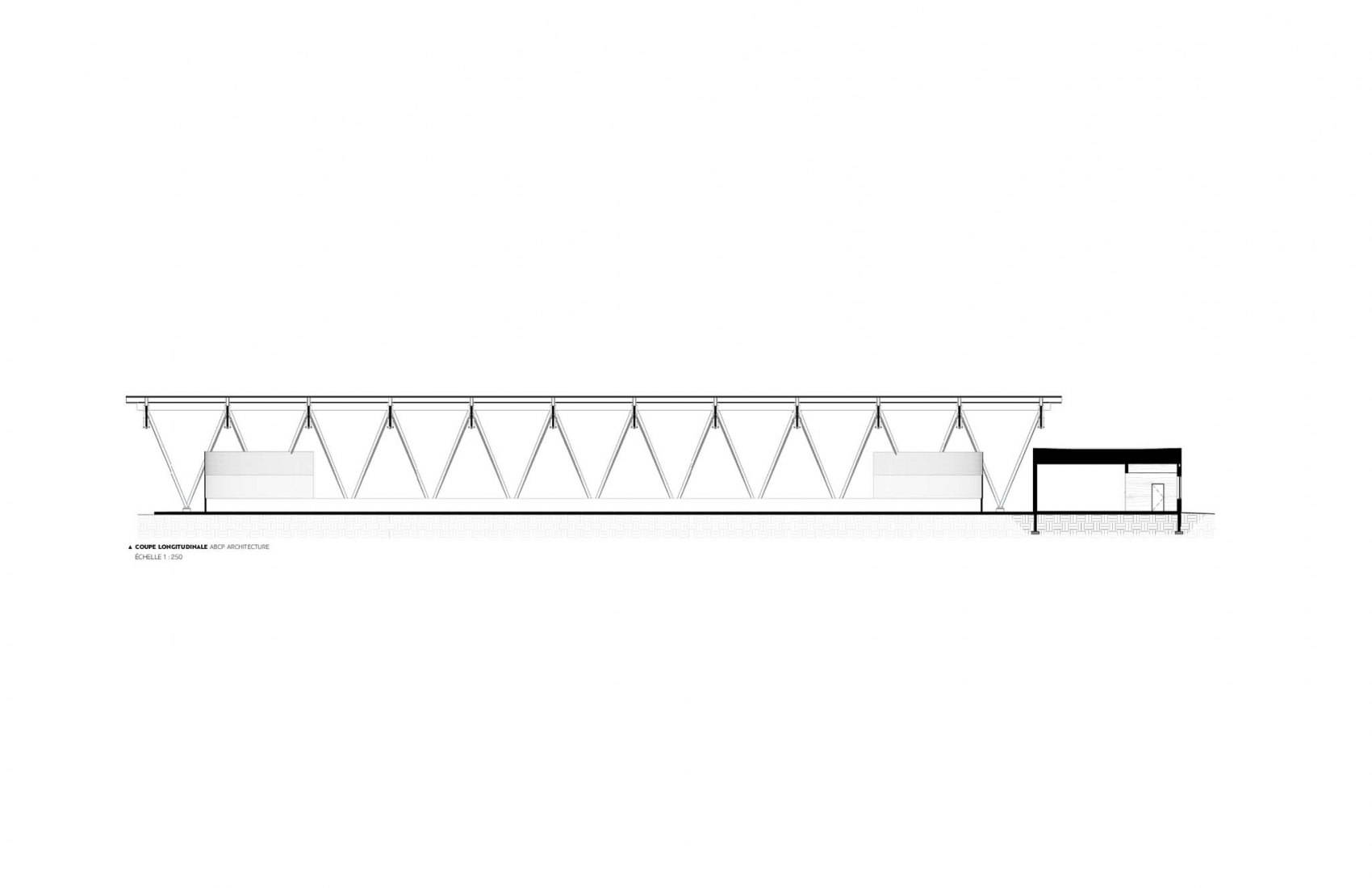 Longitudinal section. Parc des Saphirs skating rink by ABCP Architecture